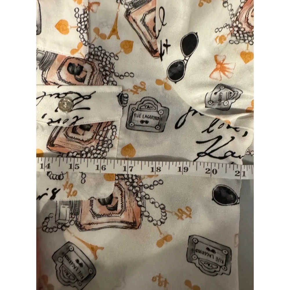 Karl Lagerfeld Paris Long Sleeve Blouse, Size L - Picture 7 of 10